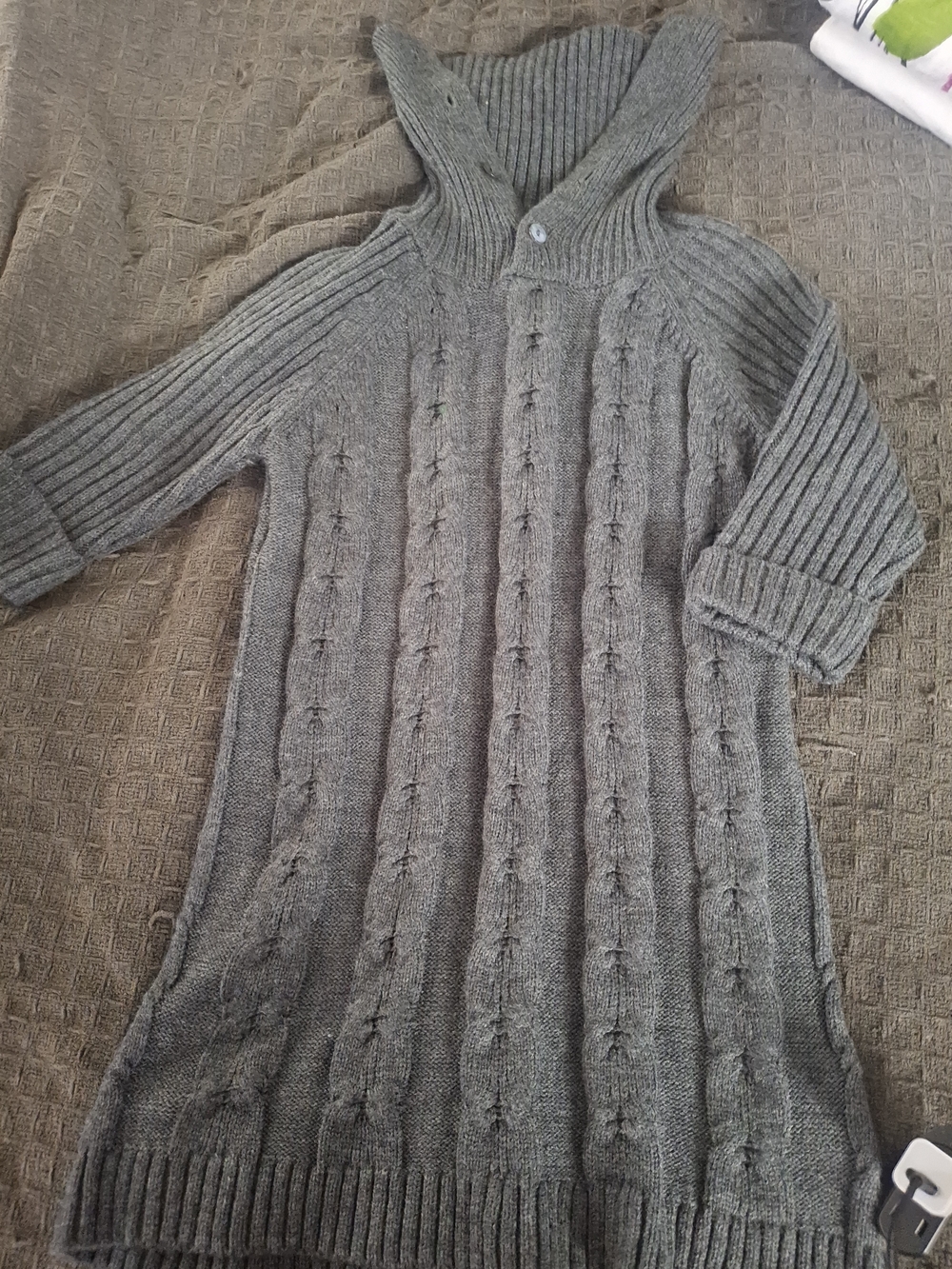Forever 21 Gray Cable-Knit Hooded Sweater Dress